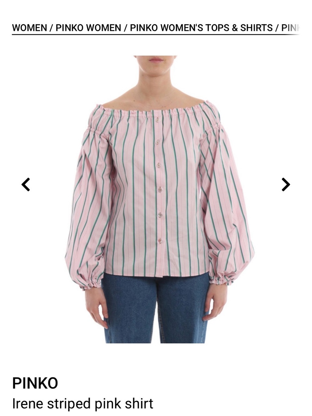 Pinko Pink Striped Button-Front Blouse with Green Accents top good condition